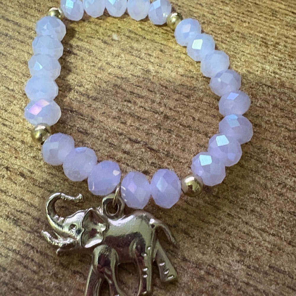 B68 Rose Quartz Bracelet with Lucky Elephant